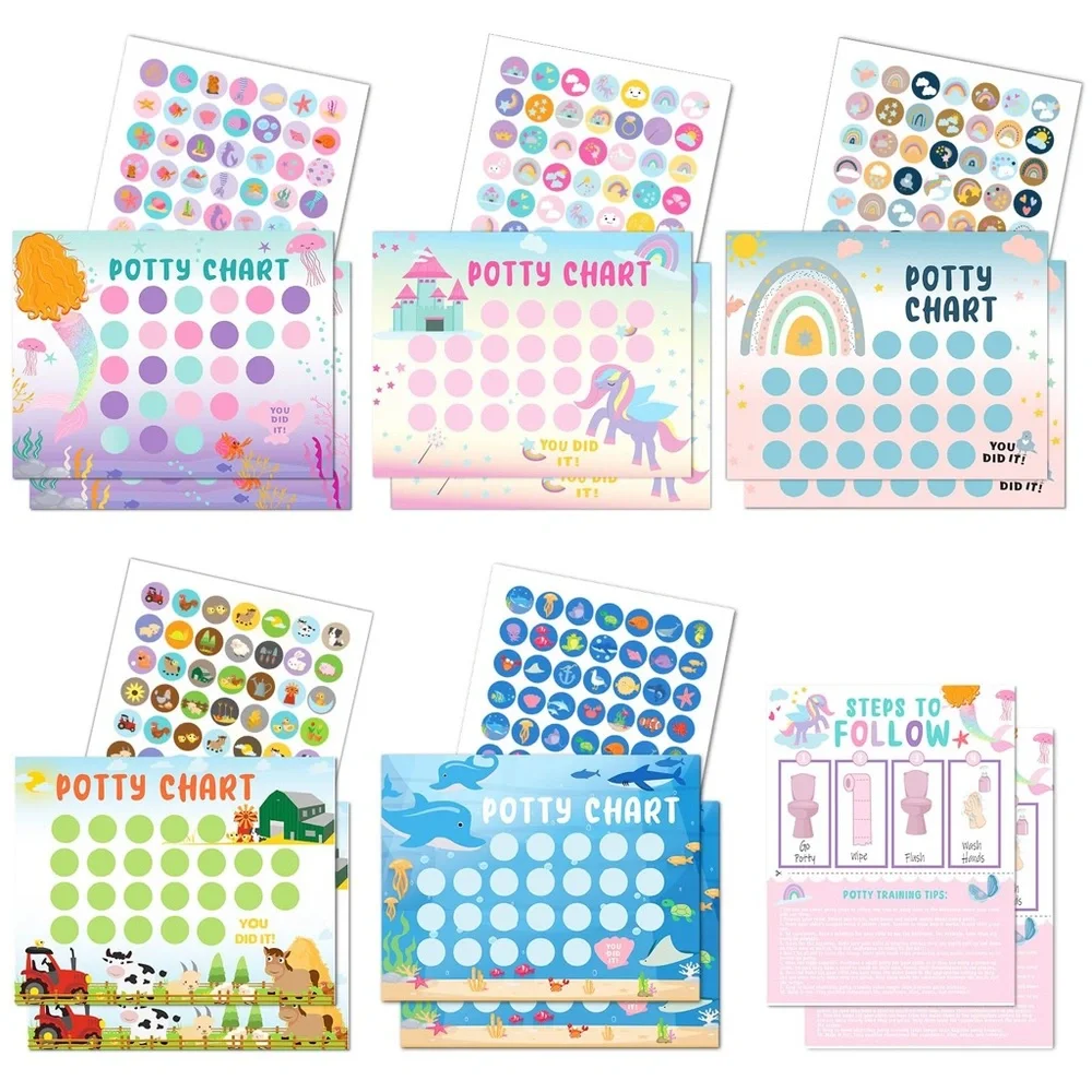 Potty Training Sticker Chart 5 Fun Styles 17 PCS Potty Chart for Girls
